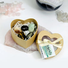 Load image into Gallery viewer, Crystal Healing Prosperity Set of Stones in Heart Shaped Box