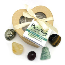 Load image into Gallery viewer, Crystal Healing Prosperity Set of Stones in Heart Shaped Box