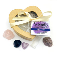 Load image into Gallery viewer, Crystal Healing Serenity Set of Stones in Heart Shaped Box
