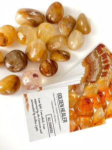 1 Large tumbled golden healer stone comes info cards