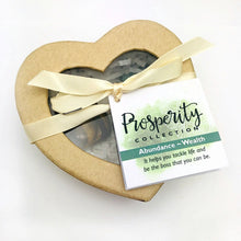 Load image into Gallery viewer, Crystal Healing Prosperity Set of Stones in Heart Shaped Box
