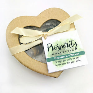Crystal Healing Prosperity Set of Stones in Heart Shaped Box