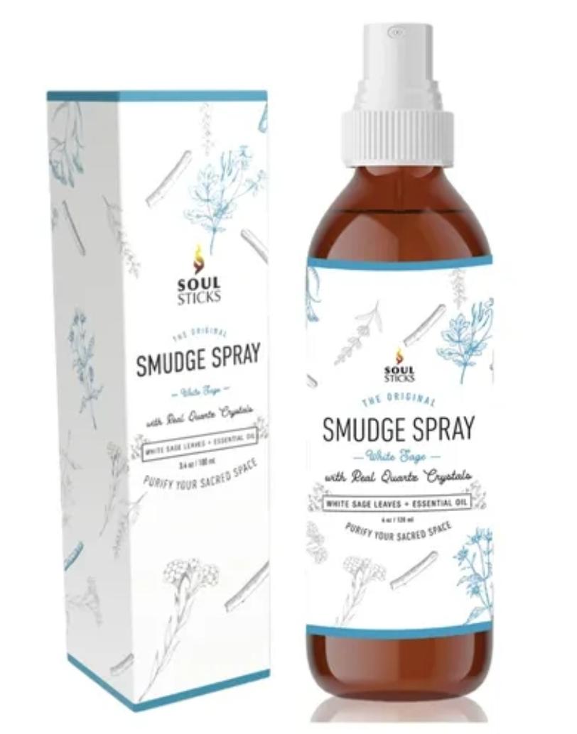 Soul Sticks Smudge Spray  | for Cleansing Negative Energy and Purifying Home | Made with White Sage and Quartz Crystals | 3.5 oz. Bottles
