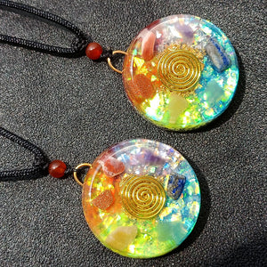 Natural Crystal Colorful Gravel Pendant With Chain