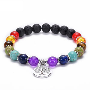 7 Chakra Stone Bead Bracelets Yoga Healing Crystals Gemstone Beaded Bracelet