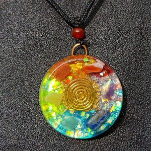 Natural Crystal Colorful Gravel Pendant With Chain