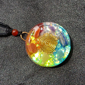 Natural Crystal Colorful Gravel Pendant With Chain