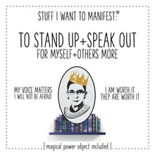Load image into Gallery viewer, Stuff I Want To Manifest: To Stand Up + Speak Out (card+charm)