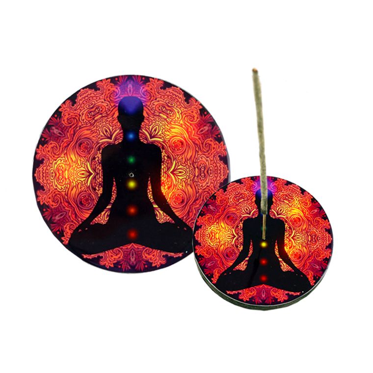 7 Chakras Round Wooden Ash Catcher Stand 4