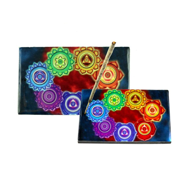 7 Chakras Wooden Incense Holder Stand Ash Catcher