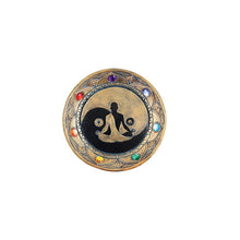 Load image into Gallery viewer, 7 Chakra Golden Round Incense Stick Burner Holder 5&quot;