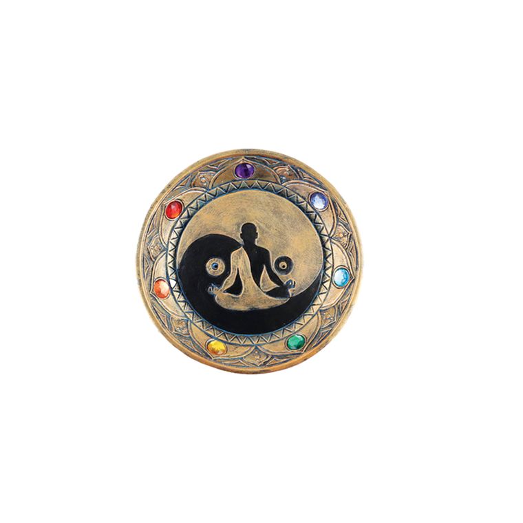 7 Chakra Golden Round Incense Stick Burner Holder 5