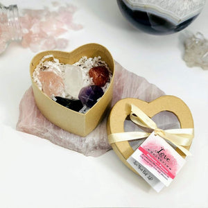 Crystal Healing Love Set of Stones in Heart Shaped Box