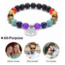 Load image into Gallery viewer, 7 Chakra Stone Bead Bracelets Yoga Healing Crystals Gemstone Beaded Bracelet - Lotus Flower charm