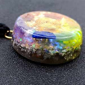 Natural Crystal Colorful Gravel Pendant With Chain