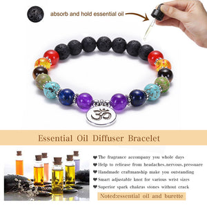 7 Chakra Stone Bead Bracelets Yoga Healing Crystals Gemstone Beaded Bracelet