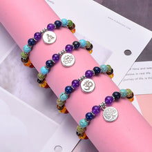 Load image into Gallery viewer, 7 Chakra Stone Bead Bracelets Yoga Healing Crystals Gemstone Beaded Bracelet