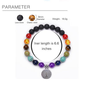 7 Chakra Stone Bead Bracelets Yoga Healing Crystals Gemstone Beaded Bracelet